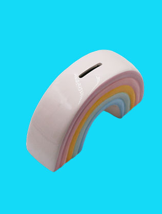 Colorful ceramic rainbow piggy bank provides wholesale and customization of various styles and colors, which is very beautiful